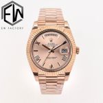 EW Factory Rolex Daydate 40mm 3255 Movement Rose Gold Face Rose Gold President Band Watch